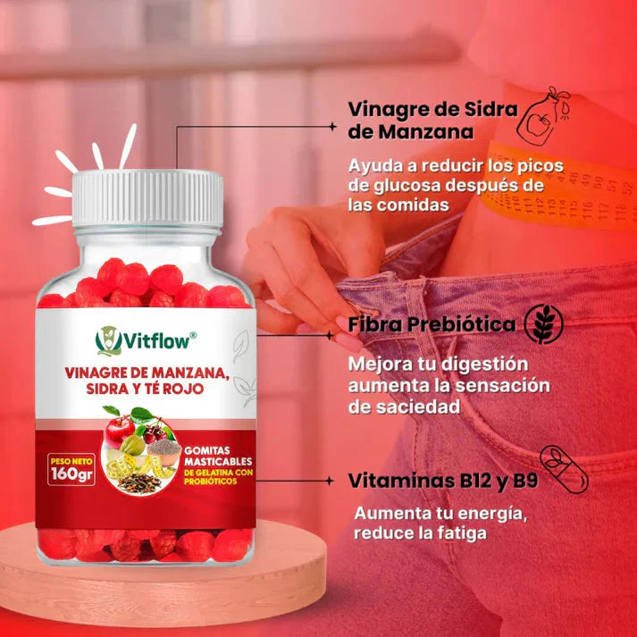 GOMITAS DE VINAGRE DE MANZANA, SIDRA Y TÉ ROJO